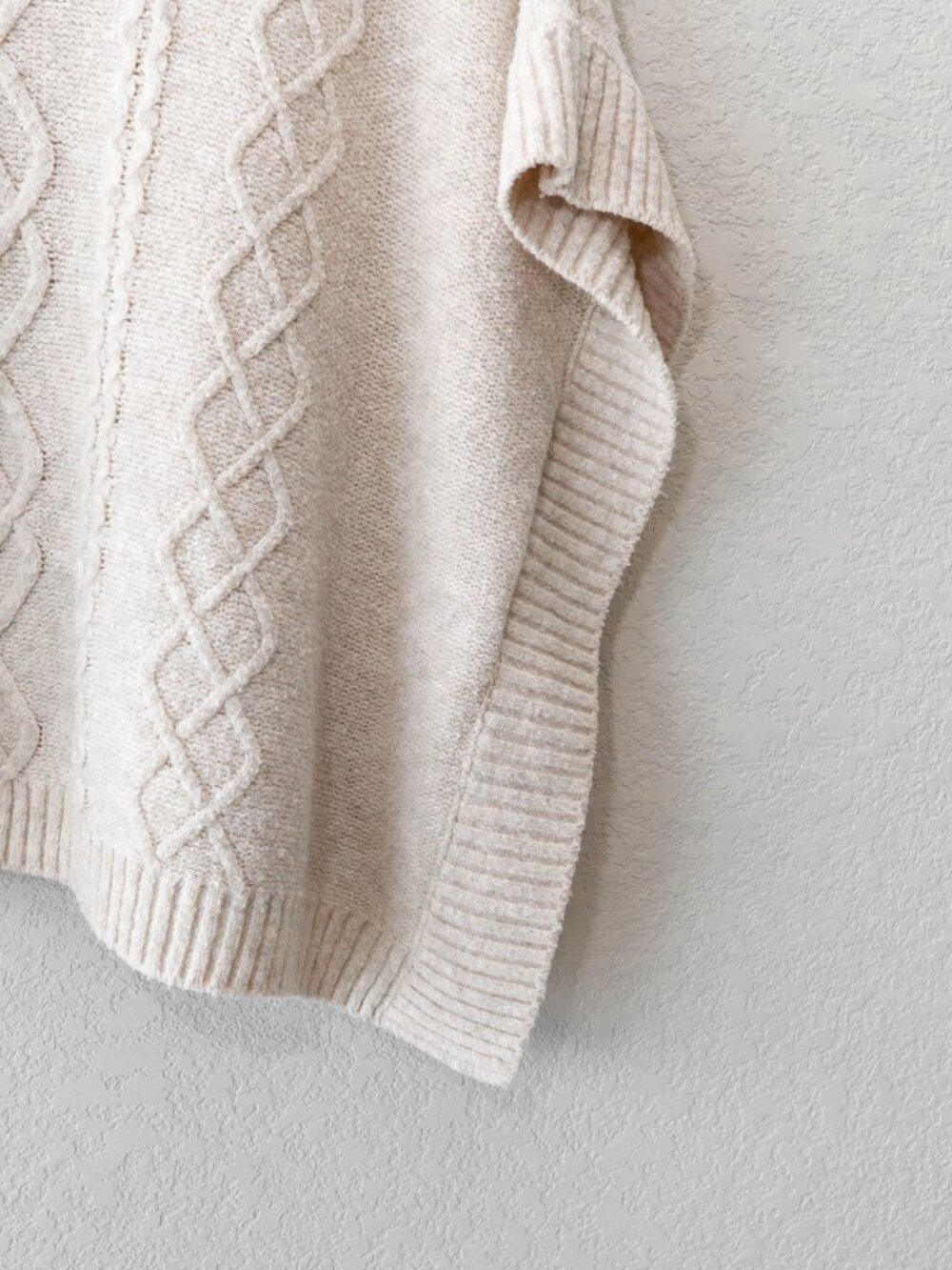 MNG Cream Cable Knit Sweater Poncho Size 9-10 Turtleneck Cozy Oversized Knit - Picture 7 of 14